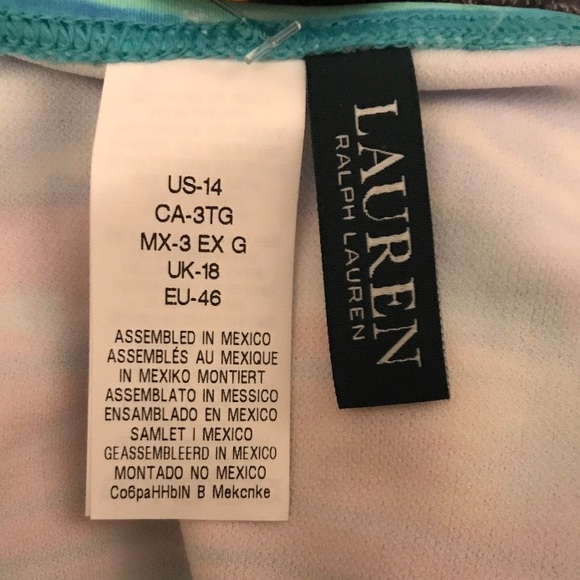 RALPH LAUREN Beautiful NWT bikini bottoms tropical print blue green coral white - Picture 13 of 16